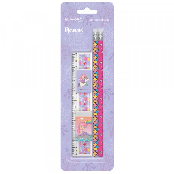 Set Escolar Sirenas 5 Piezas Lavoro